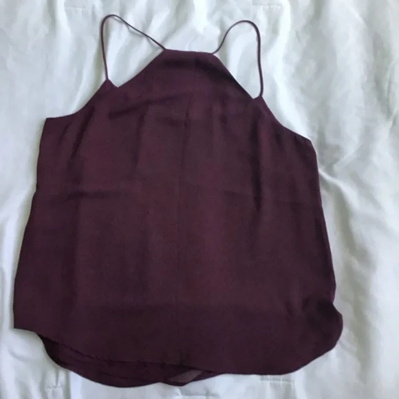 LOFT Womens Strappy Maroon Racerback flowy tank - Picture 3 of 5